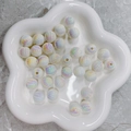 Perle in acrilico bianche iridescenti a forma di zucca per braccialetti fai-da-te - Perlina a Zucca Cangiante a Coste Verticali - Bianco (A93#)