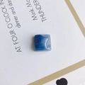 Square blue marble ink resin charm for DIY phone case and earring accessories - Blue Cyan Marble (12#)