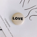 Minimalist beige leather round button with LOVE text for DIY jewelry accessories - 23# Off-White