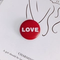 Red leather round button accessory with white LOVE lettering for DIY fashion crafts - 26# Red