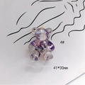 Detail of a 41x30mm acrylic bear pendant with purple petals and gold metal ring - Purple Floral Style (4#) / 41x30mm