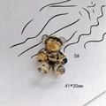 Detail of 41x30mm translucent black acrylic bear charm with gold foil and metal ring - Large Black Gold Foil Style (5#)