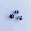 DIY glass beads for jewelry making with blue cartoon faces and hand-painted details - Blue Big Eyed Monster Style (20#)