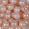 Perle in acrilico rosa pesca pastello con finitura AB per creazione gioielli fai-da-te - Perlina Rotonda Perlata Rosa Pesca Cangiante (A83#)