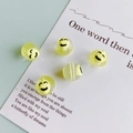 Perle in vetro giallo traslucido con faccina sorridente 3D per gioielli fai-da-te - 13# Limone