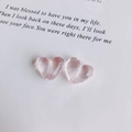 Light pink transparent resin heart beads with vertical holes for DIY jewelry crafting - Large Pink