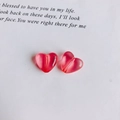 Pink candy-colored translucent resin heart beads with vertical holes for DIY jewelry - Small Red