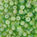 Perle in acrilico a righe verdi con finitura aurora iridescente per bracciali fai-da-te - Perlina Rotonda Cangiante a Strisce Verdi (A78#)