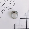 Close-up of a minimalist resin ring with grey and white marble texture on a card - Smoky Gray Marble (4#)