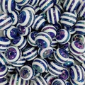 Perline tonde in acrilico a righe blu-viola iridescenti per braccialetti fai da te - Perlina Rotonda Cangiante a Strisce Blu-Viola (A10#)