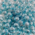 Perline acriliche azzurre con strisce argentate per braccialetti e gioielli DIY - Perlina Sferica Blu Chiaro - Sottili Strisce Argento (A56#)