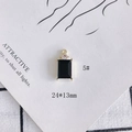 Macro view of 24x13mm DIY black rectangular pendant with gold prong setting and crystal - Rectangular With Small Diamond-Black (5#)