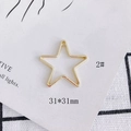 Detailed view of gold plated hollow star charm with 31x31mm dimensions for jewelry DIY - Star Style (2#)