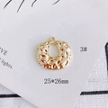 Detail of 25x26mm golden hammered star charm with hollow center for DIY jewelry making - Hammered Round Style (3#)