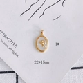 Detail view of 18k gold plated shell pendant with angel relief, size 22x15mm - Angel Relief Oval Style (1#)