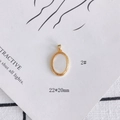 Macro detail of 22x20mm gold-plated oval frame pendant with intricate textured edges - Textured Border Oval Style (2#)