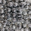 Perline acriliche sferiche argento vintage con strisce nere per creazione gioielli fai da te - Perlina Sferica a Strisce Orizzontali Argento Antico (A53#)