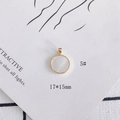 Detail of 18k gold plated shell pendant with diamond inlay for DIY jewelry making - Round Shell Gold Border Style (5#)