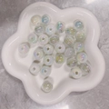 Perle di acrilico bianco iridescente a righe per la creazione di gioielli fai-da-te - Perlina Traslucida Bianca Cangiante a Strisce (A90#)