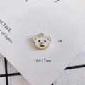 Detail of 16x17mm white enamel bear charm with gold alloy edges for DIY jewelry - Bear Avatar Style-White (3#)