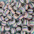Perline in acrilico con strisce colorate per creazione di bracciali fai da te - Perlina Colorata a Strisce Orizzontali Multicolore (A15#)