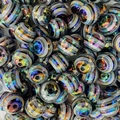 Perle in acrilico iridescenti a strisce grigie e trasparenti per gioielli fai da te - Perlina Sfusa Rotonda a Strisce Grigie Colorate (A76#)