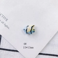 Macro detail of 15x13mm light blue tropical fish ceramic bead for DIY jewelry making - Light Blue Striped Tropical Fish Style (4#)