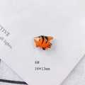 Macro detail of a 16x13mm orange fish ceramic bead for DIY jewelry making and crafts - Orange Black Striped Fish Style (6#)