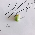 Détail d'une perle en céramique jaune et verte de 19x11mm en forme de fruit verni - Forme de Goutte d'Eau (6#)