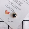 Λεπτομερής προβολή μενταγιόν καρδιά 18x14mm με μαύρη πέτρα και ροζ κρύσταλλα - Στυλ Καρδιά Μαύρος Πολύτιμος Λίθος (4#)