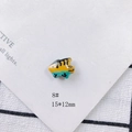 Macro shot of 15x12mm colorful fish ceramic bead for DIY jewelry making accessories - Yellow Cyan Contrast Spotted Fish Style (8#)