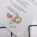 Λεπτομέρεια χρυσού μενταγιόν 20x16mm με διάφανο ζιργκόν και ροζ κρύσταλλα στρασ - Στυλ Διαφανής Πέτρα Στρογγυλό (6#)