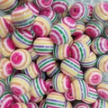Perle in acrilico a righe arcobaleno per la creazione di gioielli fai da te e bracciali - Perlina Rotonda a Strisce Orizzontali Arcobaleno (A13#)