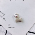 Detailed view of white ceramic sheep charm with gold wavy patterns, 18x17mm size - Cute Sheep Style (2#)