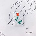 Detail of playing card style acrylic pendant with red rose and marble texture finish - Rose Poker Card Style (1#)