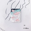 Detail of pink flamingo acrylic pendant for DIY jewelry making with 42x29mm dimensions - Flamingo Poker Card Style (3#)