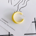 Close-up of matte yellow C-shaped acrylic earring on minimalist background - Yellow (2#)