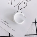 Macro shot of white matte acrylic C-shaped hoop earring with metal pin on aesthetic backdrop - White (3#)