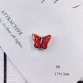 Detail of red butterfly ceramic bead 17x13mm with blue dots for DIY jewelry making - Butterfly Shape (8#)