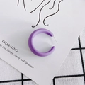 Detail of matte purple C-shaped acrylic earring on a minimalist display card - Purple (5#)