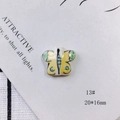 Macro view of 20x16mm handmade yellow butterfly ceramic bead for DIY jewelry making - Butterfly Style (13#)