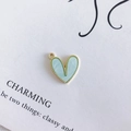 Dettaglio pendente a cuore in conchiglia con bordo dorato per creazione gioielli fai-da-te - Verde (3#)