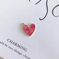 Macro shot of pink marble heart pendant with gold beaded edges for DIY jewelry making - Rose Pink (5#)