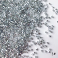 Close-up of 2mm silver-plated glass bugle beads for DIY jewelry and embroidery - 50g (Approx. 5200 Pcs) / Bright Silver Color (3#)