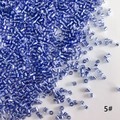 Macro shot of silver-lined blue 2mm glass tube beads for handmade DIY jewelry making - 50g (Approx. 5200 Pcs) / Silver Lined Blue (5#)