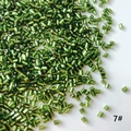 Macro shot of 7# olive green bugle beads with ribbed texture for jewelry DIY - 50g (Approx. 5200 Pcs) / Olive Green (7#)