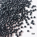 Vista macro di perline di vetro nere lucide da 4 mm per creazione di gioielli fai-da-te - Confezione da 50g (Circa 610 Perle) / 11#-ai-Nero