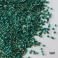Macro detail of 2mm dark green metallic seed beads number 14 for DIY jewelry making - 50g (Approx. 5200 Pcs) / Metallic Dark Green (14#)