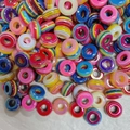 Perle in acrilico colorate a righe stile lecca-lecca per creazione di gioielli fai-da-te - Accessorio Cangiante a Specchio a Forma di Donut (A73#)