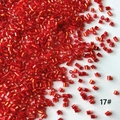 Detailed view of 2mm bright red bugle beads for DIY jewelry and beaded handicrafts - 50g (Approx. 5200 Pcs) / Bright Red (17#)